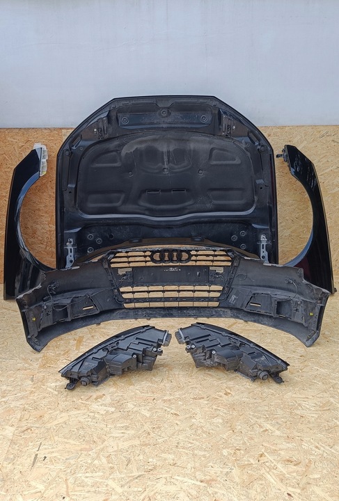 фото №7, Audi a4 8w b9 комплектний бампер pas перед повний led капот 2.0tdi чорний ly9b