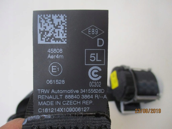 фото №6, Pas безпеки правий зад renault twingo iii