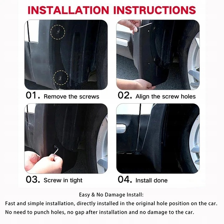 фото №11, 4pcs car pp mudguards for toyota camry 2.4 2002-2006