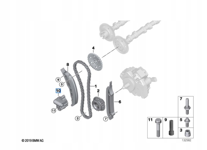 фото №10, Натяжитель цепи bmw e46 e60 e87 e90 318d 325d 330xd e83 x3 520d 530d 535d