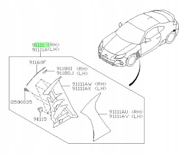 фото №1, Планка крила subaru brz 2.4 права оригінал 2022-