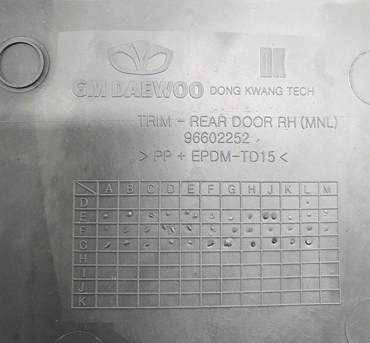 фото №6, Оббивка боковина двері праві зад chevrolet matiz ii 96602252