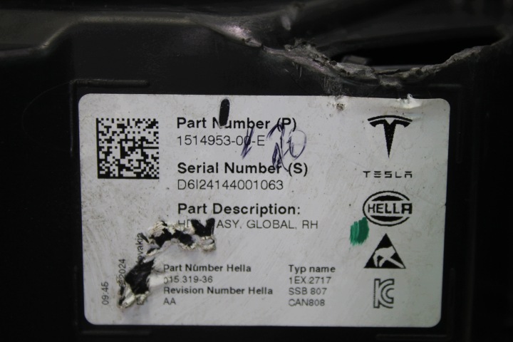 фото №9, Фара правая перед tesla y модель y полный led oem номер 1514953-00-e