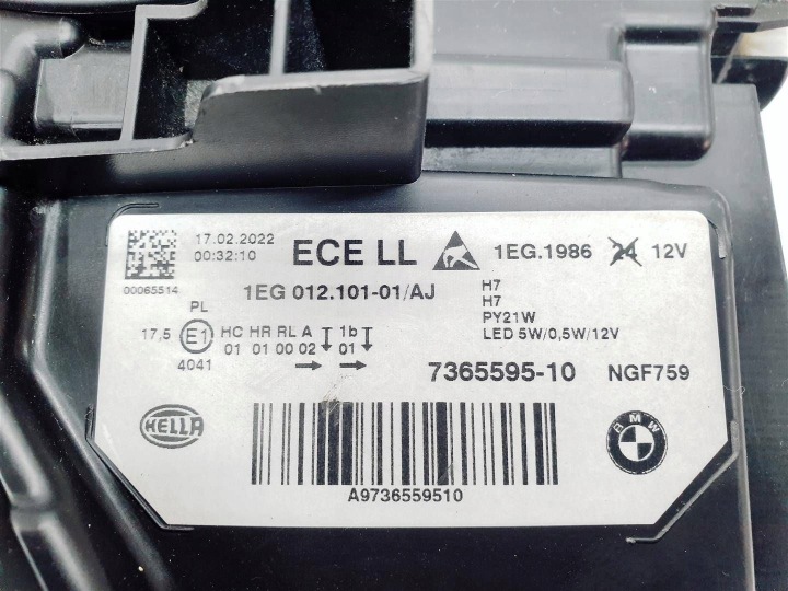 фото №15, Bmw 3 f30 f35 f31 рестайлинг 15r+ левая фара передняя обычная h7 + led ory eu 7365595