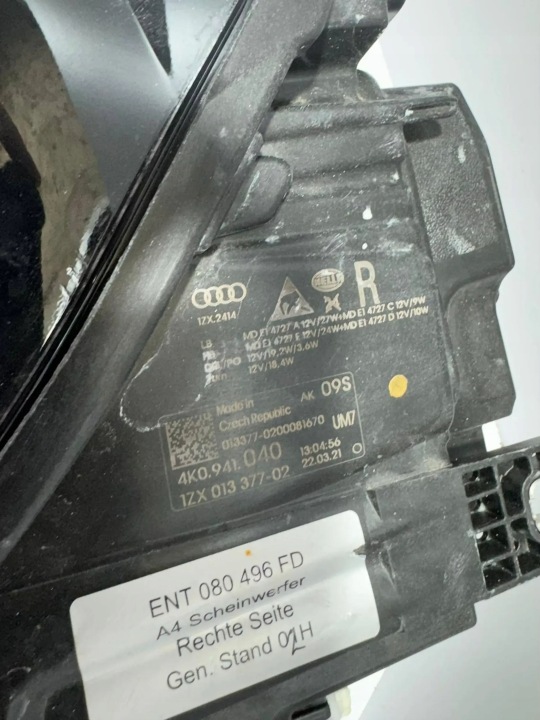 фото №8, Audi a6 c8 фара передняя правая (правая фара, головной свет) перед передняя полный led 4k0941040