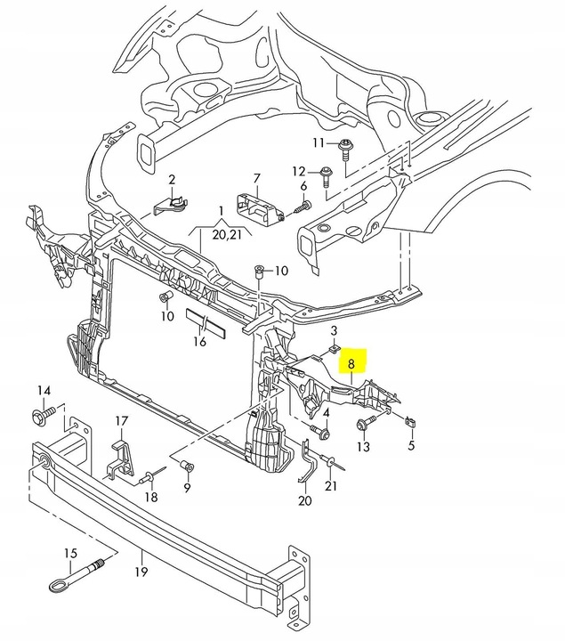 фото №9, 8x0805608 org vag крепление фара audi a1 11-14 pr