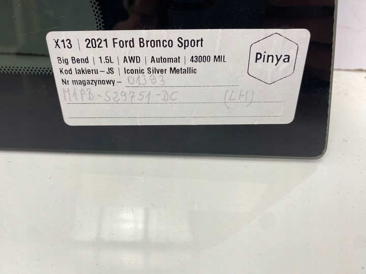 фото №7, Скло задня бокова кузовна ліва ford bronco sport 2020+ usa