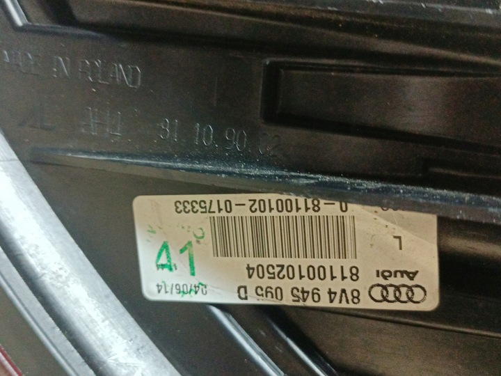 фото №11, Audi a3 8v sportback ii 13-16r led левая лампа зад 8v4945095d оригинал