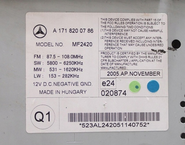 фото №12, Радіо cd mercedes slk w171 r171 a1718200786