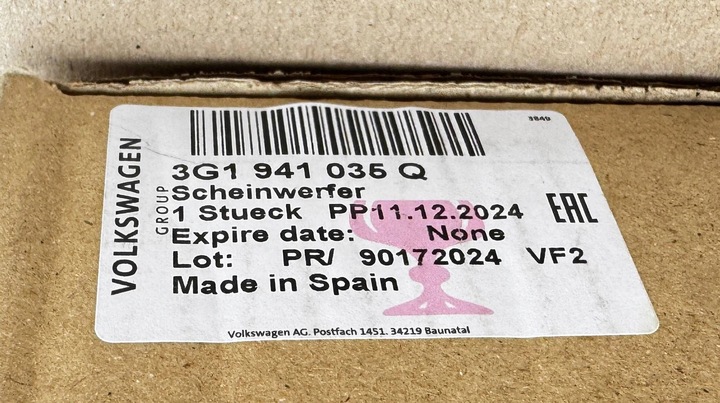 фото №6, Новая оригинальная лампа правая передняя полный led vw passat b8 3g1941036q