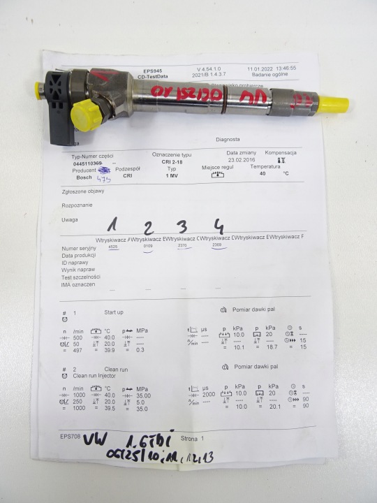 фото №9, Форсунка vw audi skoda 1.6 tdi 04l130277ad 0445110473 bosch друк тест