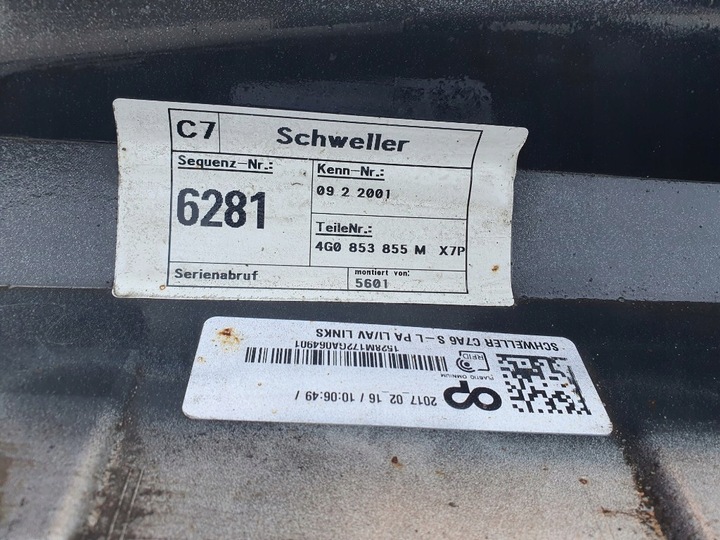 фото №12, Audi a6 c7 s-line рестайлінг 2017r планка порогова ліва 4g0853855m lx7p оригінал