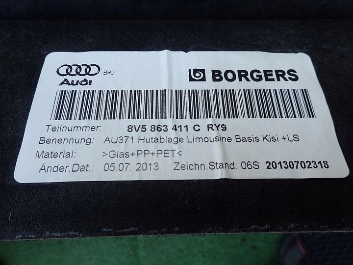 фото №13, Полка багажника задняя a3 8v5 b&o sedan 8v5863411c