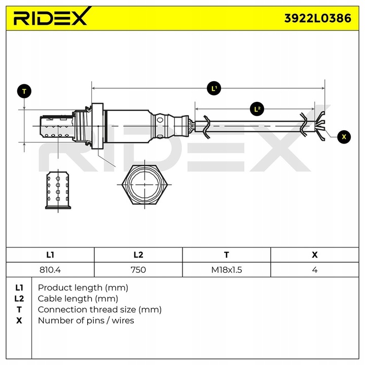 фото №9, Ridex 3922l0386 лямбда-зонд с подогревом do vw polo 9n passat вариант 3b6