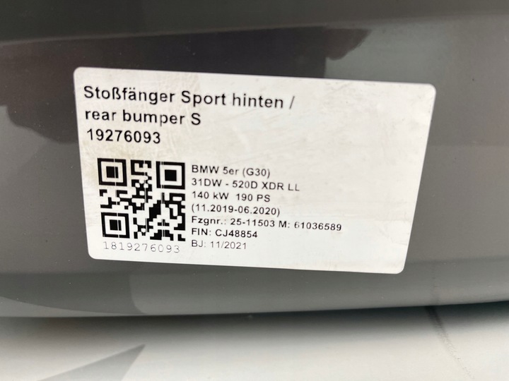 фото №9, Бампер задний bmw g30 м-пакет 6xpdc c3e
