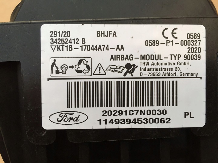 фото №6, Подушка безпеки подушка пасажира ford connect mk2 рестайлінг usa