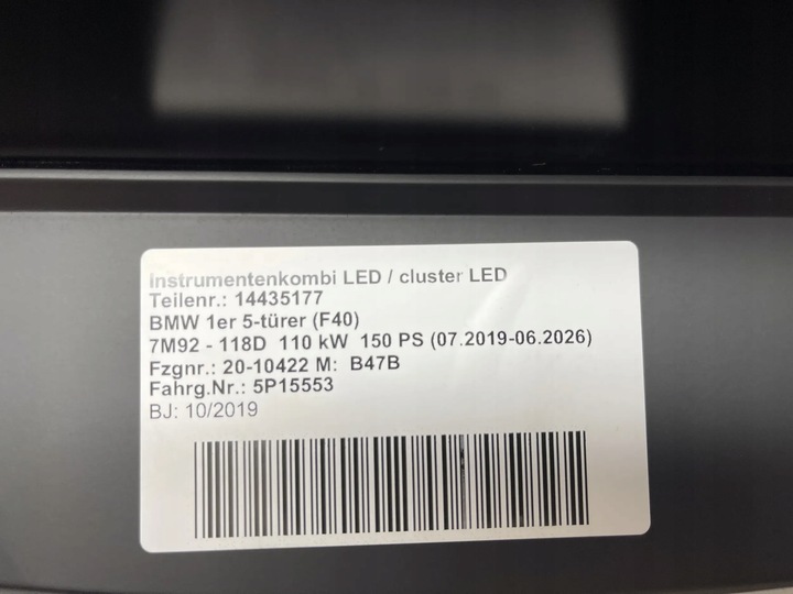 фото №8, Bmw 1 f40 2019 спідометр, прилади