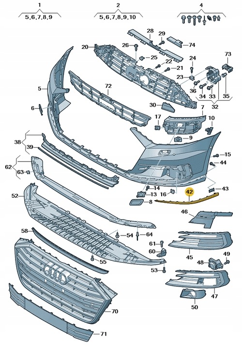фото №1, Планка декоративна бампера передньої audi a8 d5 права aso оригінал нова