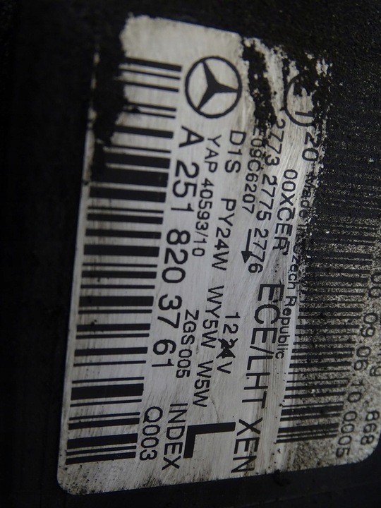 фото №8, Фара лампа левый перед mercedes r w251 рестайлинг ксенон a2518203761