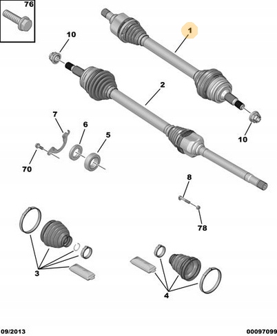 фото №1, Оригинальная полуось приводная 1610276280 peugeot 308 t9 1.6/2.0 hdi ml6c