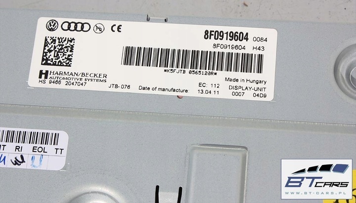 фото №15, Audi a4 a5 q5 набір mmi 3g+ монітор + зчитувач + панель 8r1919609 8f1035666