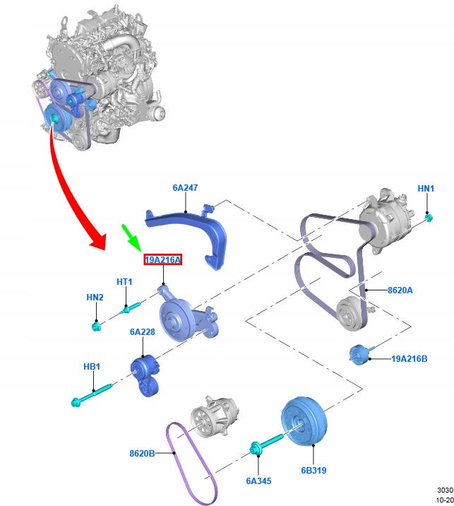 фото №1, Колесо пасове ford ranger jb3q-8609-ba 2215493 2.0diesel 2019rok= нове