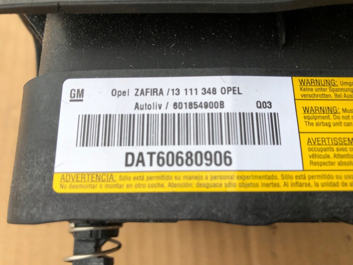фото №8, Панель консоль подушка безопасности подушка opel zafira b датчик