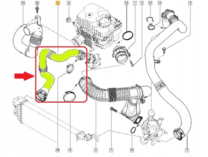 фото №11, Ori шланг турбина интеркулер renault master iii 10- 2,3 dci 2010- 144605593r