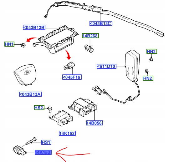 фото №14, Датчик ударний бокових подушок ford 1232343