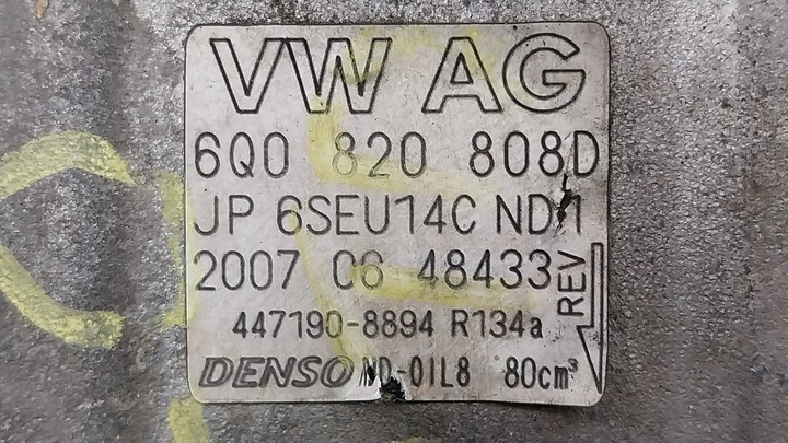 фото №5, Компресор кондиціонера 6q0820808d vw polo v fabia ii new beetle ibiza iii