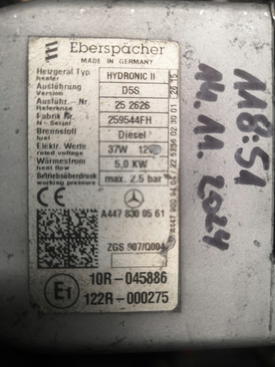 фото №6, Ogrewanie hydronic ii d5s mercedes vito 447 viano дизель w447 a4478300561