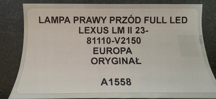 фото №10, Фара правое перед полный led lexus lm ii 23- оригинал европа 81110-v2150