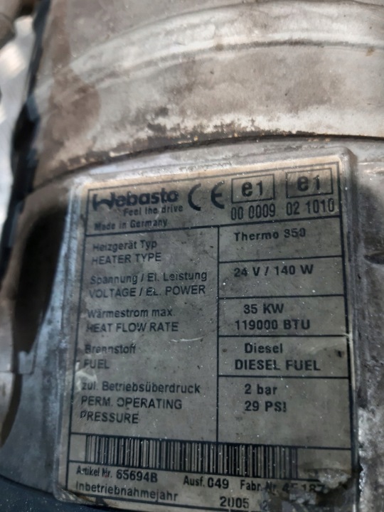 фото №7, Вебасто отопление стояночный термо 350 35kw 24v / 140w