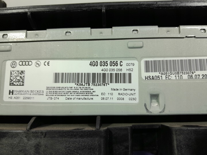 фото №8, Audi a6 c7 считыватель тюнер радио навигации крепление 4g0035056c