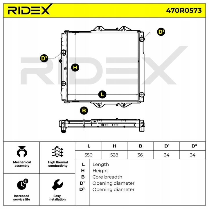 фото №8, Радіатор основний  ridex 470r0573 do toyota hilux vi pick-up n1