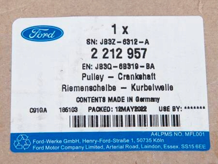 фото №3, Колесо пасове вала колінчастого ford ranger 2.0 ecoblue нове оригінал 2019rok=