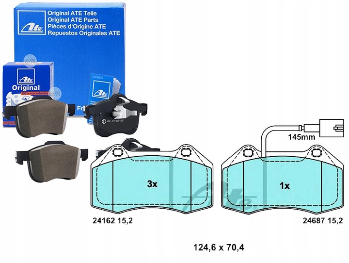 фото №1, Набір - комплект гальмівні колодки гальмівних [ate]