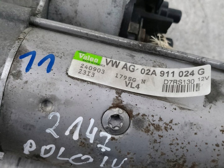 фото №5, Стартер vw polo iv 02a911024g d7rs130 1.4 tdi