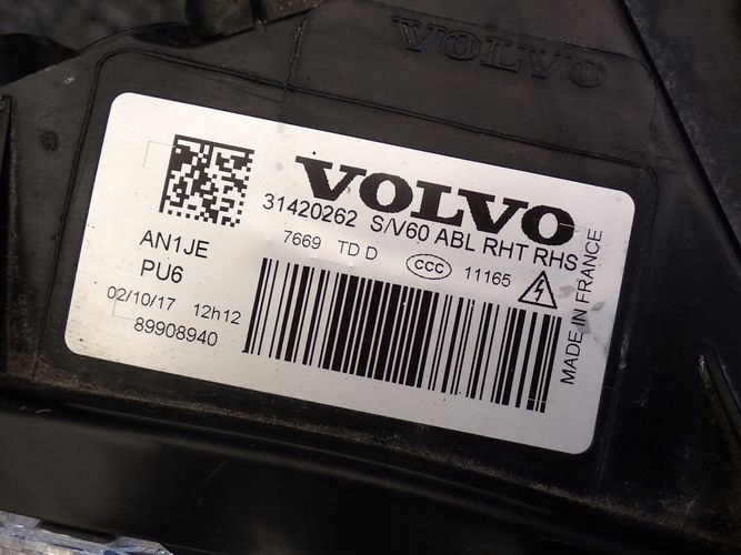 фото №6, Volvo s60 ii v60 ксенон рестайлинг 13-17 фара правый лампа правая 31420262