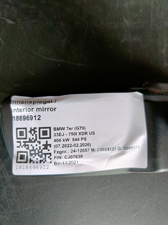 фото №6, Зеркало внутренние ec led gto bmw 7 g70 jak новое 5a32378 5a9ce10 5b53a87