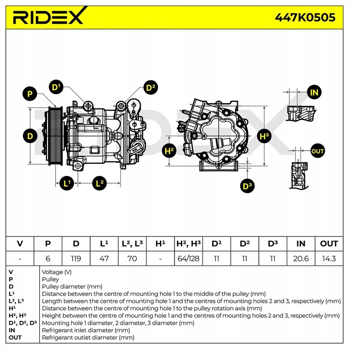 фото №8, Ridex 447k0505 компресор кондиціонера sd7c16 pag 46 r134a