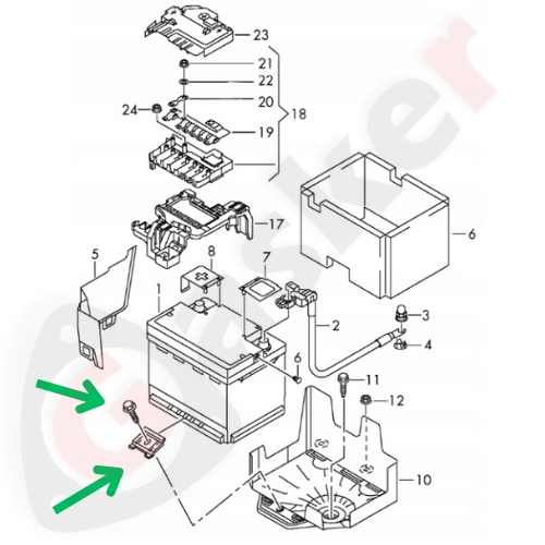 фото №16, Планка затискна акумулятора 1j0803219 audi vw aso