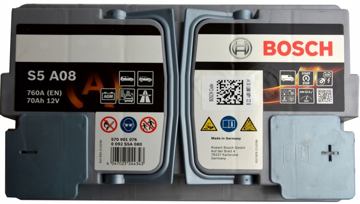 фото №4, Bosch старт-стоп s5a08 12v 70ah 760a agm