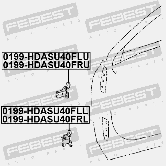 фото №12, Петля передніх лівих двері нижній febest 0199-hdasu40fll