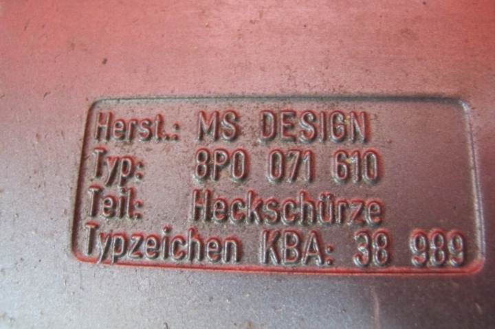фото №12, Audi a3 8p 3d накладка спойлер бампера зад ms design 8p0071610