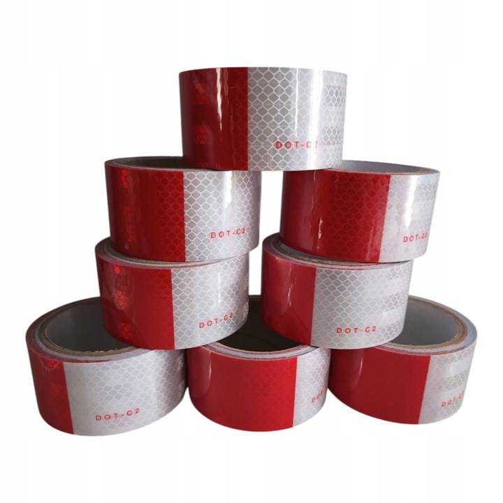 фото №16, Стрічка попереджувальна плівка відбивна білий червона 50mm grandes