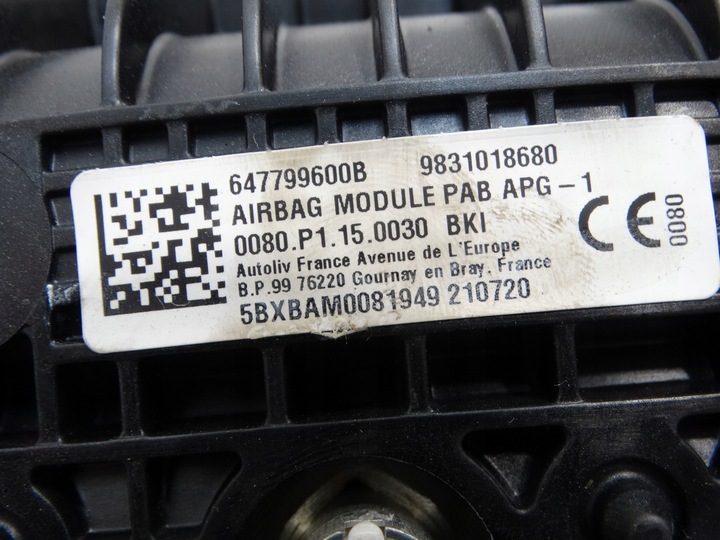 фото №6, Подушка безпеки повітряна подушка пасажира citroen c4 iii 20r. 9831018680