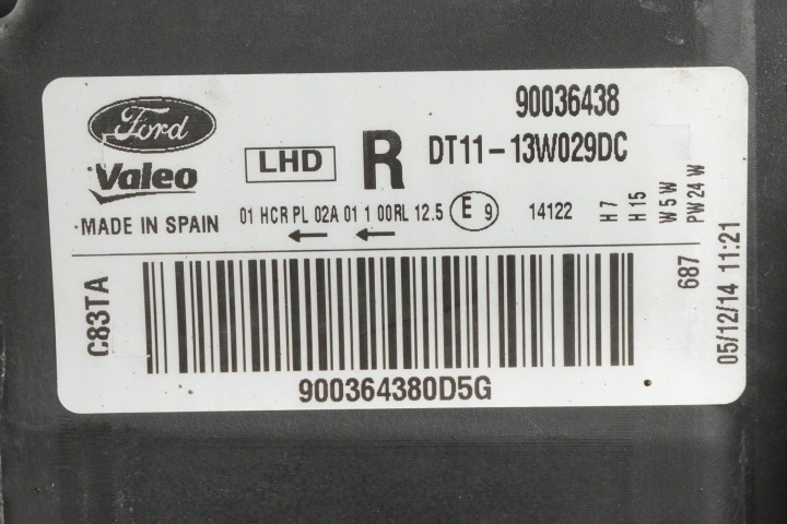 фото №9, Фара передняя правая ford transit connect 90036438 dt11-13w029dc