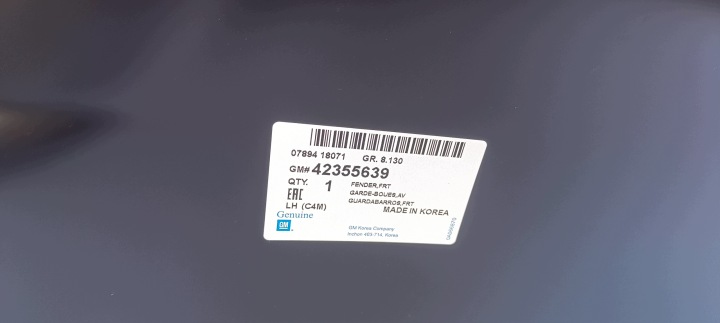 фото №11, 42355639 opel karl 2015-2019 крыло левое передний перед новый oem номер