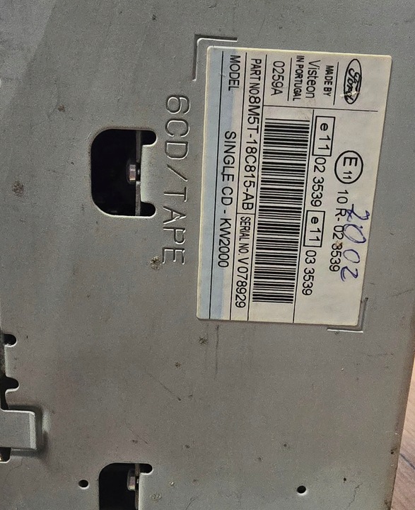 фото №2, Радіо ford 6000cd mondeo focus з код